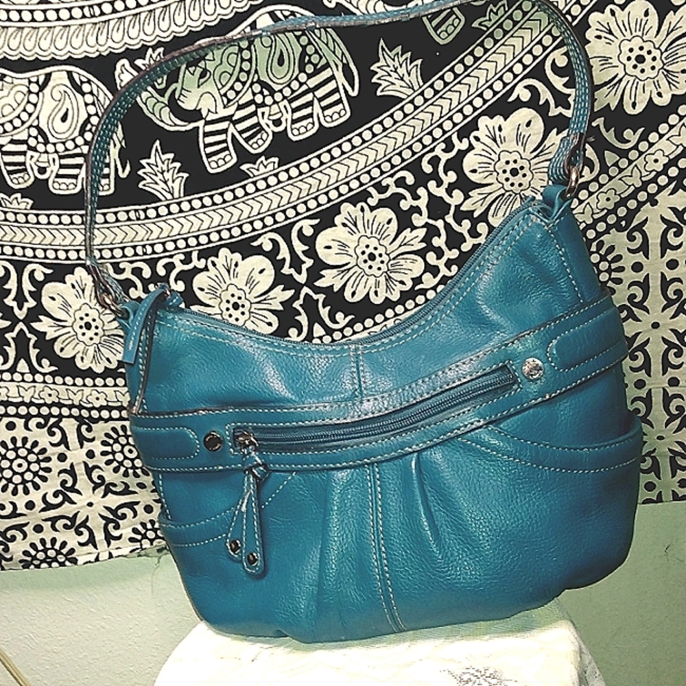 Tignanello turquoise leather handbag